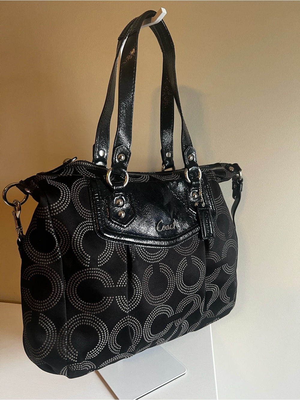 Vintage Y2K Coach Ashley Dotted Op Art Carryall Shoulder Bag